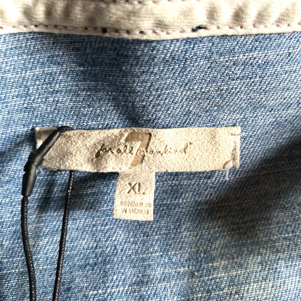 7 For All Mankind Blue Mini Denim Dress with Bow Detail - Picture 4 of 13